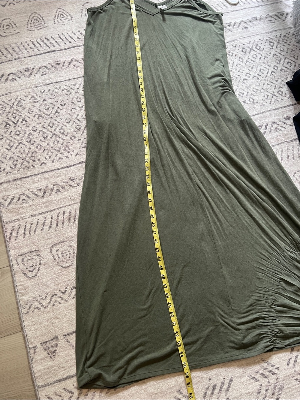 Zenana Outfitters Olive Green V‑Neck Maxi Slip Dress with Spaghetti Straps - Picture 5 of 7